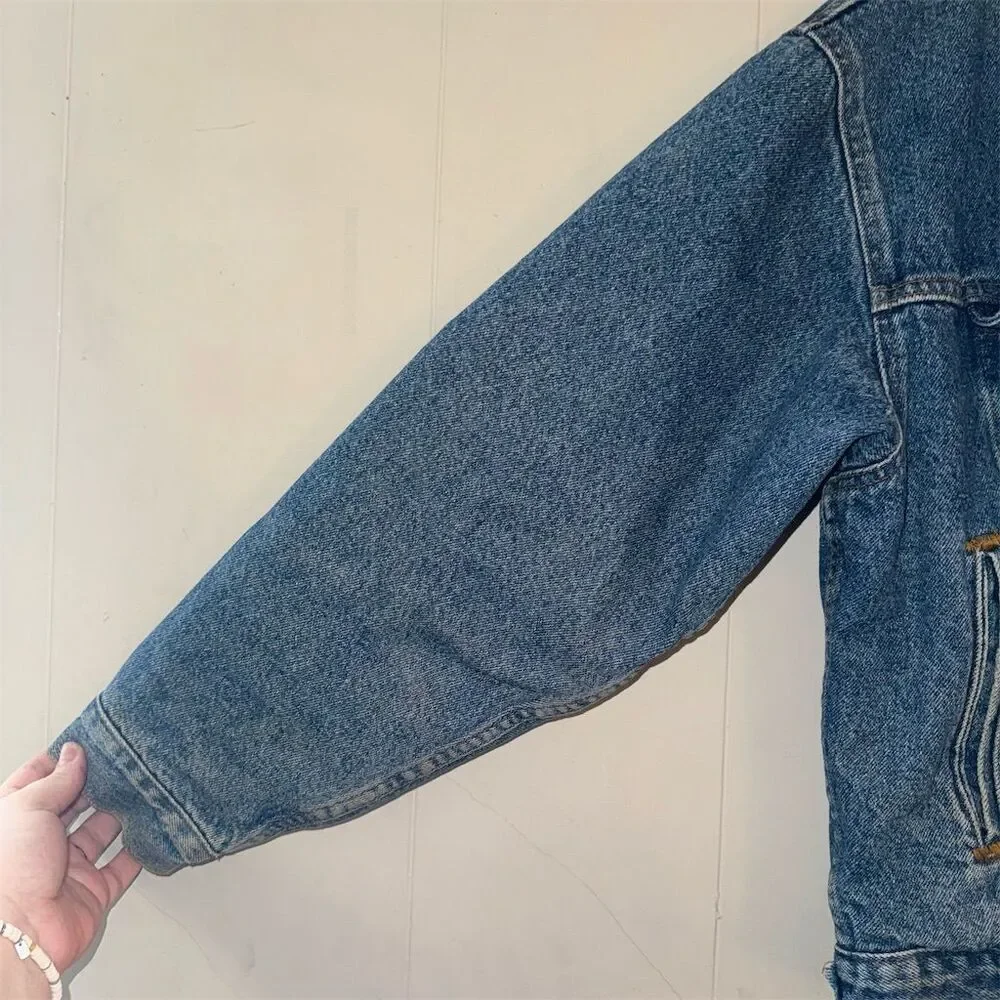 Levi's Men's Vintage, Blokecore Trucker Jacket S Blue Buffalo Plaid Lined Denim‎ - Picture 4 of 7